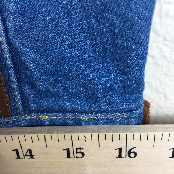 St. Maarten Dallas Vintage Leather Denim Mix Media Studded Vest Sz M - Picture 14 of 15